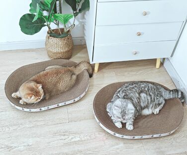 Килимок-подряпування для котів 2 шт., овал, 61 см, з м'якою лежанкою, з картону, для дому