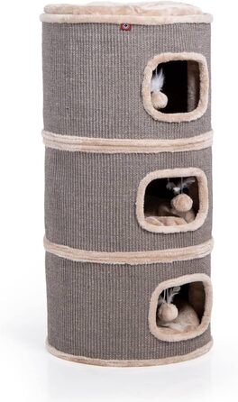 Котячий будиночок Tony з сизалю, 90 см, котячий будиночок для ігор, котячий будиночок з 3 печерами, котячий будиночок, котячий тур, котячі меблі, плюш з іграшкою, бежевий