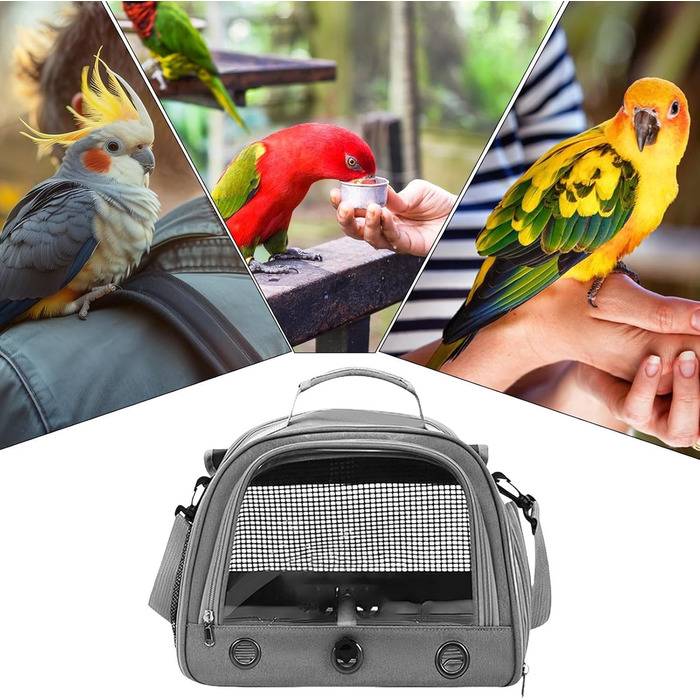 Транспортна сумка для папуг, переноска для птахів, сіра