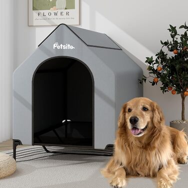 Будинок для собак COSTWAY 2 в 1 з ліжком, сірий, 84 x 132 x 114 см