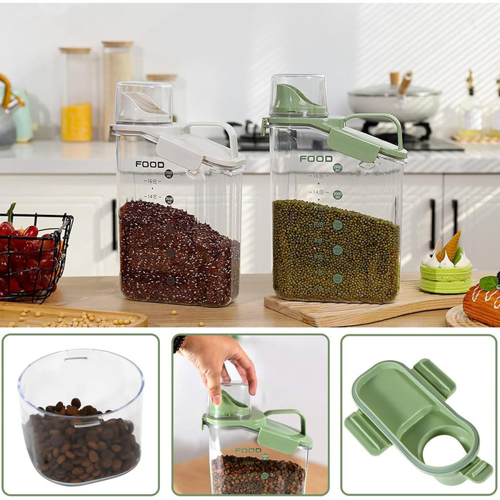 Контейнер для корму для собак і котів, 2,8 л, герметичний, з мірним стаканчиком, BPA-free, для дому та подорожей