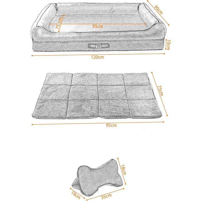 Лягушкове ліжко для собак Raikou з знімним подушкою, м'яке та миється – місце для сну, подушка для собак, собаче ліжко, килимок для собак – високоякісне ліжко для тварин для вашого вірного компаньйона. (80 * 60 * 7 см) (120*90*10 см, Блакитний)