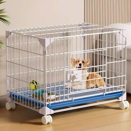 Клітка для собак, переноска для собак, металева клітка-переноска для дому, 52x36x49 см, з дашком та висувною полицею, на колесах