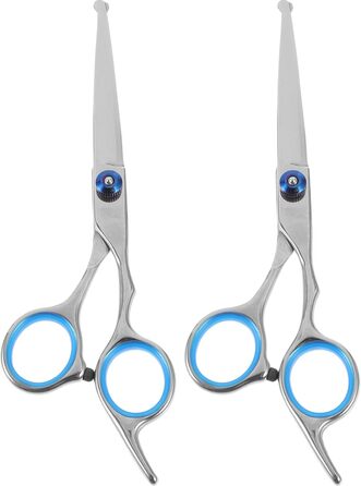 Набір з 2 ножиць для грумінгу тварин з округлою голівкою, нержавіюча сталь, професійний грумінг та домашнє використання, прецизійна заточка, ергономічні ручки