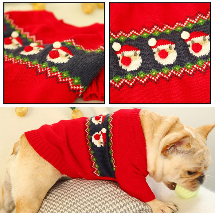 Пуловер для собак та котів на Новий рік, вітрозахисний, теплий зимовий одяг для малих, середніх та великих собак та котів. Пуловер для собак A XL