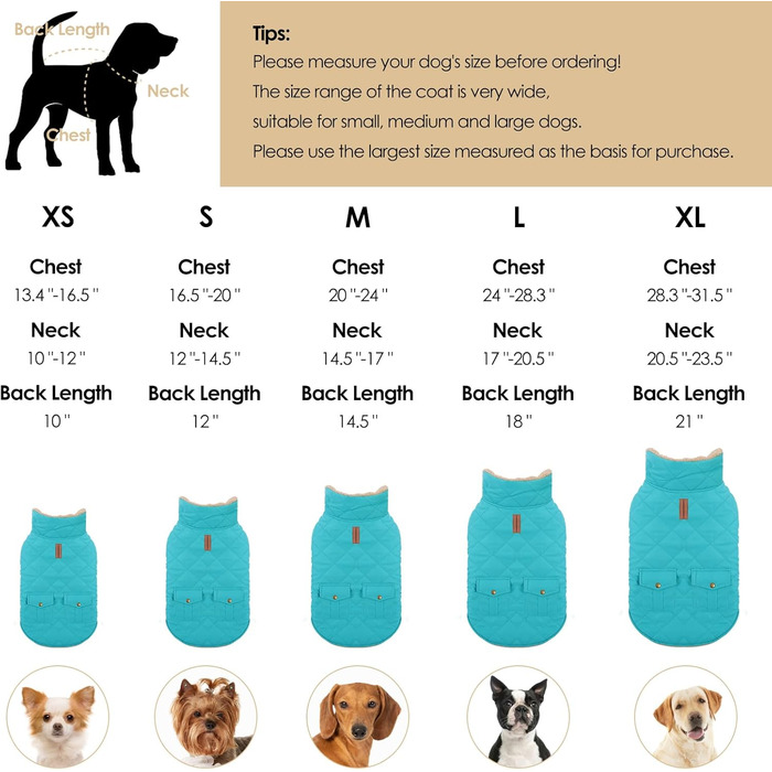 Зимова куртка для великих собак, вітронепроникна, для холодної погоди, одяг для домашніх тварин, снігозахисна куртка, для Golden Retriever, Labrador Retriever, Husky, розмір XL (Large, блакитна)