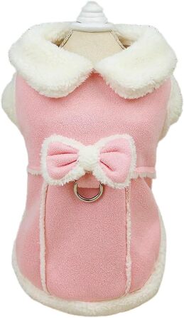 Теплий зимовий одяг для собак: куртка з бантиком для чихуахуа (рожева, M)