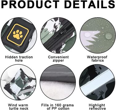 Водонепроникний теплий зимовий одяг для собак 6XL. Куртка для собак, жилет для собачого спорту, одяг для домашніх тварин з отвором для шлейки, світловідбиваючими смугами. Вітронепроникний костюм для собак середнього розміру. Білий, чорний колір.