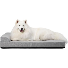 Крісло-ліжко для собак Diggs Bolstr, сірий, середній/великий, з водонепроникним покриттям та знімним чохлом