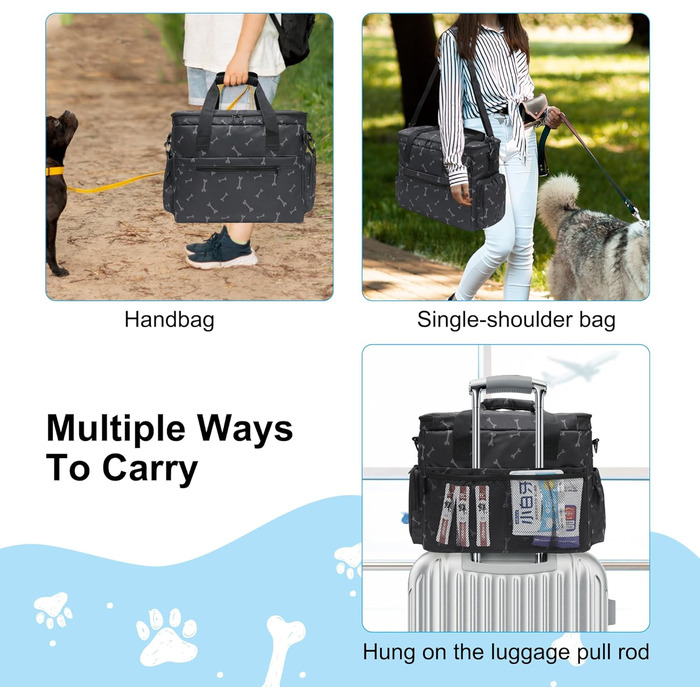 Чемодан-переноска для собак MyDays, валіза для тварин, переноска на вихідні з розкладним миском (Чорний)