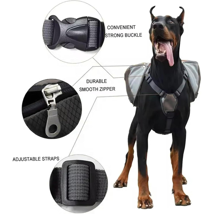 Рюкзак для собак Nankoyal з бічними кишенями, регульоване оснащення, для кемпінгу, подорожей, міста та авто