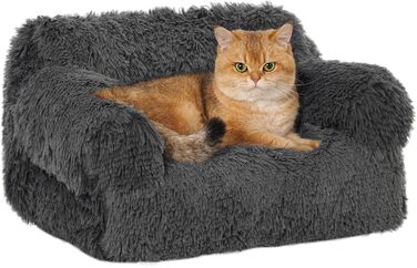 М'яке ліжко для котів Avont Flauschig, знімний та пральний чохол, диванчик для котів та маленьких собак - сірий