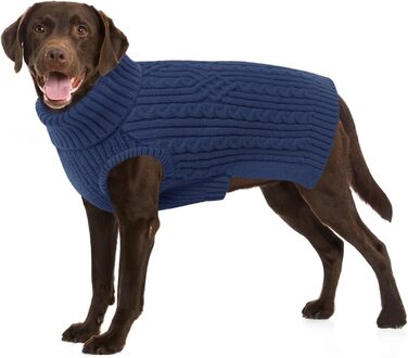 Теплий зимовий пуловер для собак AOFITEE, пуловер для такс, з коміром-стійкою, блакитний (XL)