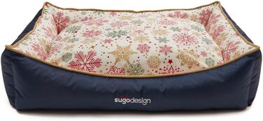 Водонепроникне ліжко для собак з бавовни та поліестеру - корзина для собак з знімним подушкою - диванчик для собак з переносною сумкою - 7 різних дизайнів - 3 розміри (S/M, L, XL) (червоно-зелений, L)