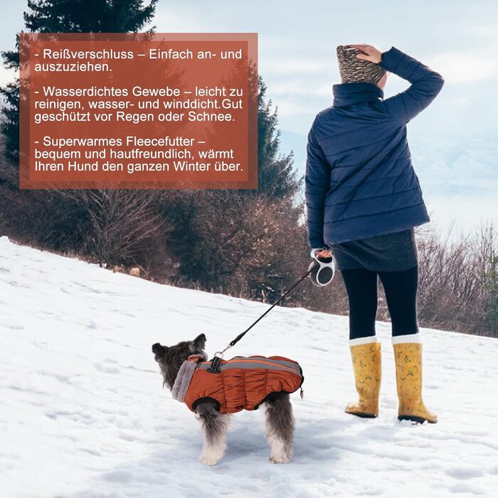 Водонепроникний зимовий теплий одяг для собак - куртка з D-початком, тепла жилетка для малих, середніх та великих собак XL, коричневого кольору
