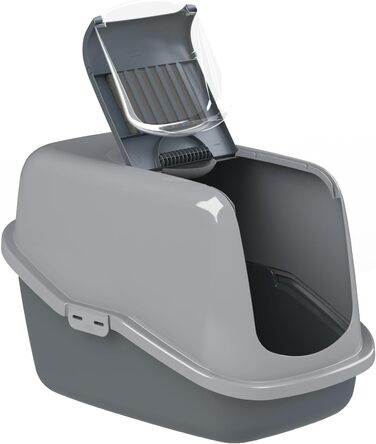 Котлові туалети PeeWee EcoHus з кришкою: закритий котячий туалет з 3 кг дерев'яної тирси, сірий колір