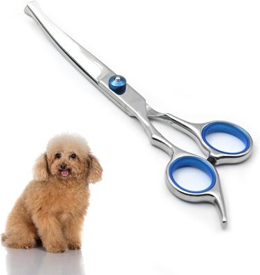 Ножиці для грумінгу собак, нержавіюча сталь, вигнуті ножиці для догляду за тваринами з безпечними закругленими кінцями, для собак та котів