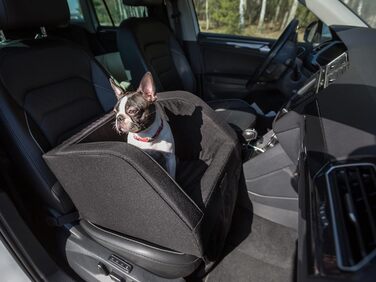 Автокрісло для собак, переноска для собак, лежанка для собак, переноски для тварин, для заднього сидіння, ковдра для собак, корзина для собак, лежанка для котів, для маленьких собак (46x46x31 см), чорний колір