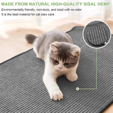 Килимок для дряпання котів на стіну, 2 шт. 25 x 50 см, сизаль, захист меблів