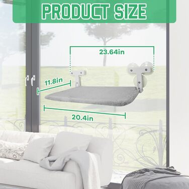 Кішка ліжко на вікно, 2 шт. - зручна гамак для котів на вікно 52x30 см з 6 присосками, розкладне ліжко для великих котів до 30 кг