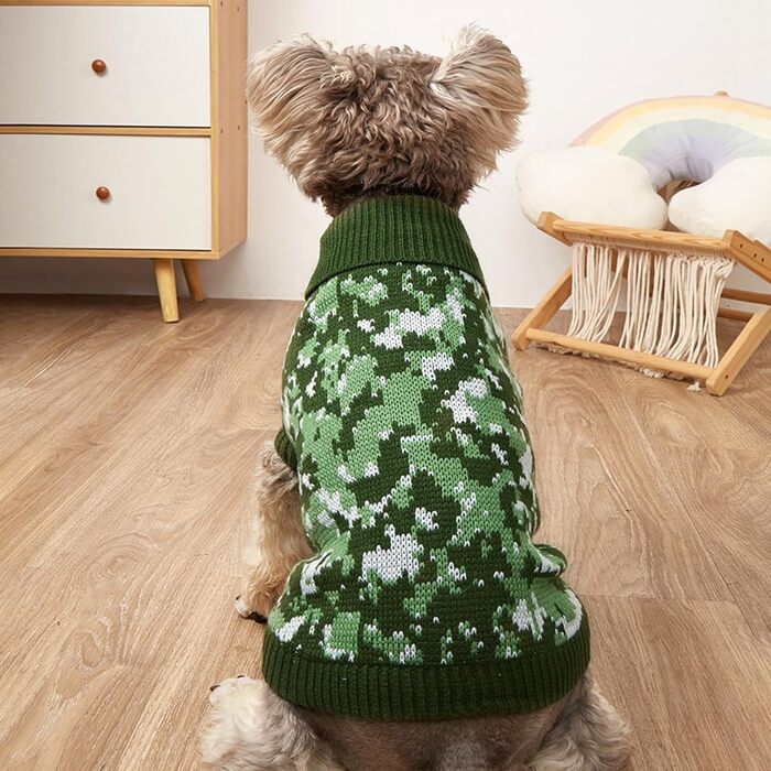 Світшот для собак Jecikelon, камуфляж, з коміром-стійкою, теплий, для маленьких собак та котів, розмір L, зелений