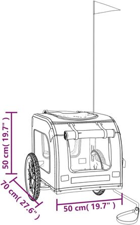 Фургон для собак VidaXL, чорний, 45 кг, 125 x 64 x 66 см