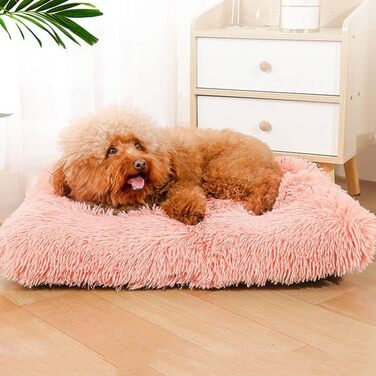 М'яке ліжко для собак та котів GUOCU Deluxe з антиковзким дном, 94x63 см, рожеве