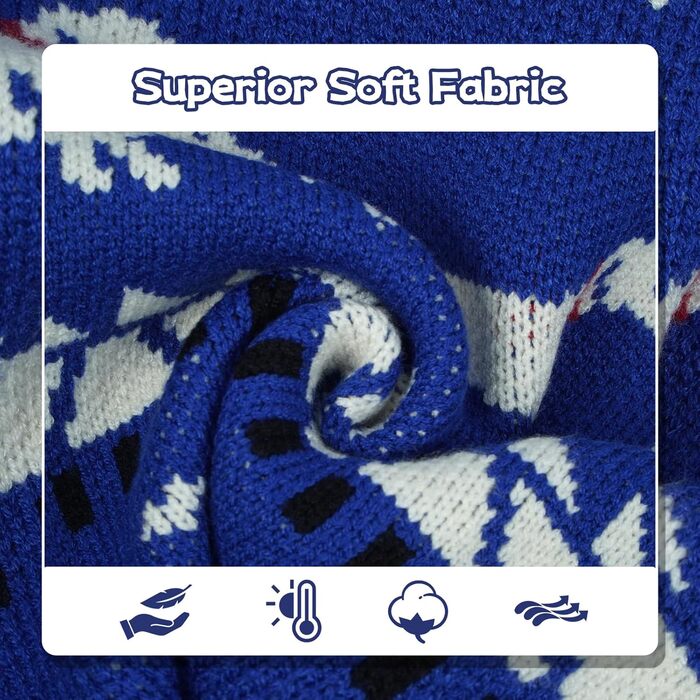 Пуловер для собак Дачхунд, теплий зимовий пуловер з візерунком, м'який трикотажний пуловер з коміром-стійкою, синій, розмір L