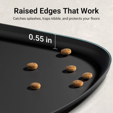 Килимок для годування собак та котів DownyPaws, неслизький, водовідштовхувальний, з високим бортиком, 61 x 43 см, чорний