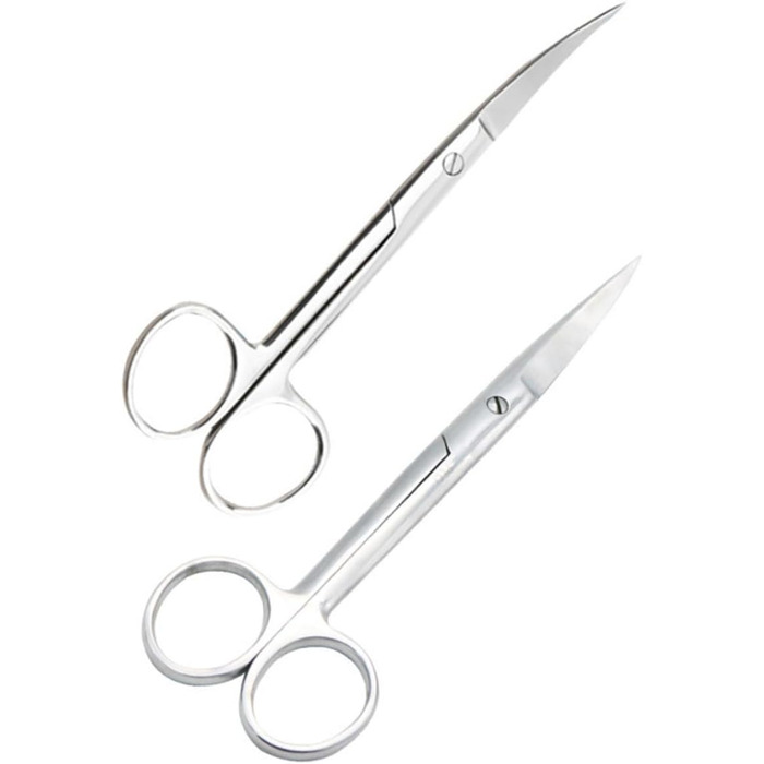 Набір з 2 ножиць для грумінгу тварин з нержавіючої сталі з прямим та вигнутим лезом, ергономічні ручки, для салону або дому