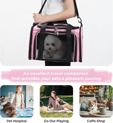 Транспортна переноска для кота та собаки до 5.5 кг, рожева, 40x25x25 см