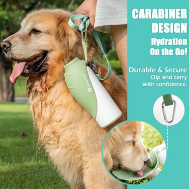 LumoLeaf Ізольована термофляга для собак, 800 мл - Зберігає воду холодною або теплою годинами, міцна та портативна для подорожей, широке горлечко для зручного наповнення та миття (Зелена, 800 мл)