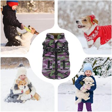 Зимова куртка для собак – 28 x 25 x 3 см, світловідбиваючий зимовий одяг для собак | Жилет з вбудованим повідком, одяг для домашніх тварин зі світловідбиваючими смугами для маленьких, середніх та великих собак (2XLL)