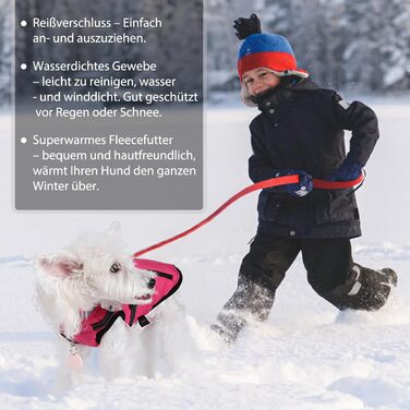 Водонепроникний теплий одяг для собак: жилет-куртка з жилетом, світловідбиваючий, з блискавкою, рожевий