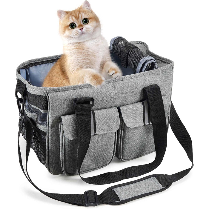 Транспортна переноска для котів та собак Happy Hachi, складана, з регульованим плечовим ременем, з м'якою оббивкою, для авіаперельотів, туристична переноска