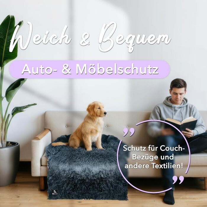 Захисний лежак для собак на диван, плюшевий коврик для собак, водонепроникний, знімний чохол, ковдра-захист для дивану, колір: темно-сірий, розмір M (102x85x12 см)