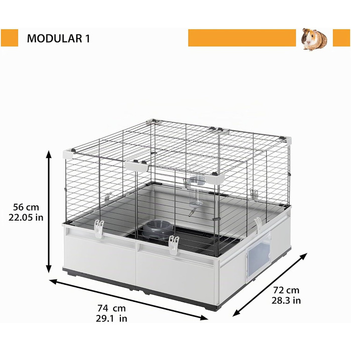 Клітка для кроликів Ferplast Modular 4 розширювана, велика, з аксесуарами 179x72x56 см