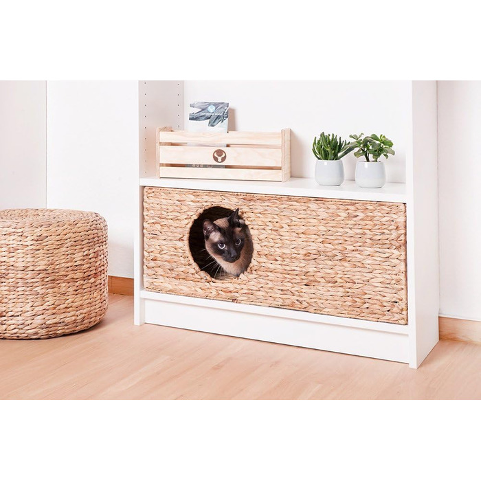 Клітка-будиночок для котів у шафу Billy, з натурального плетіння, для котів, дрібних тварин, кроликів, морських свинок, 75 x 29 x 25 см, матеріал: ротанг, плетиво