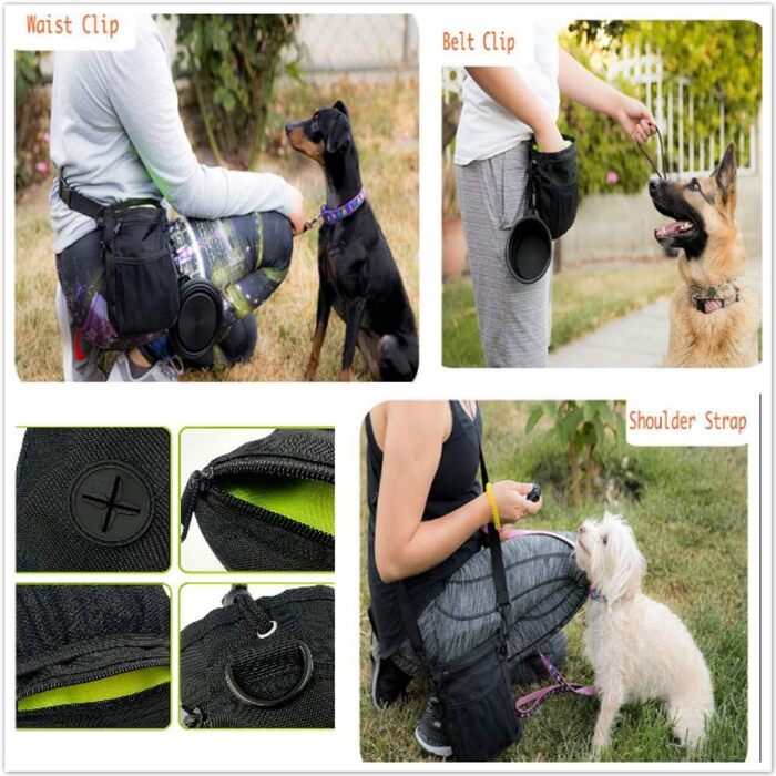 Сумка для ласощів для собак Hanwell з дозатором для прибирального інвентарю - водонепроникна, чорна