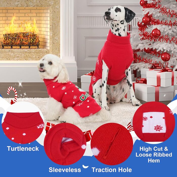 Святковий пуловер для маленьких собак – теплий, м'який, без рукавів, з принтом сніговика, для прогулянок, червоний, розмір M, Getaway Solids