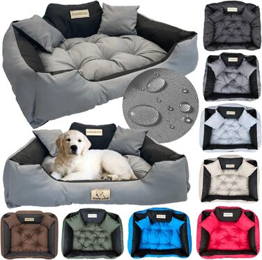 Крісло-ліжко для собак великих порід KING DOG, 100 x 75 см, водонепроникний матеріал, силіконовий наповнювач, темний сірий колір, з можливістю персоналізації (нанесення імені)