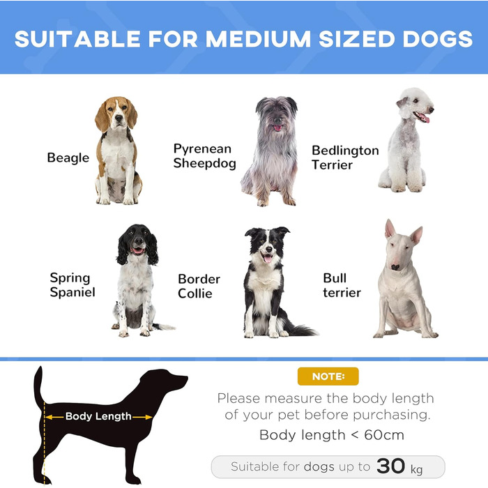 Підвищене ліжко для собак PawHut, охолоджуване, з переносною сумкою, металевий каркас, оксфордська тканина, висока щільність, 92 x 76 x 18 см, блакитне, L