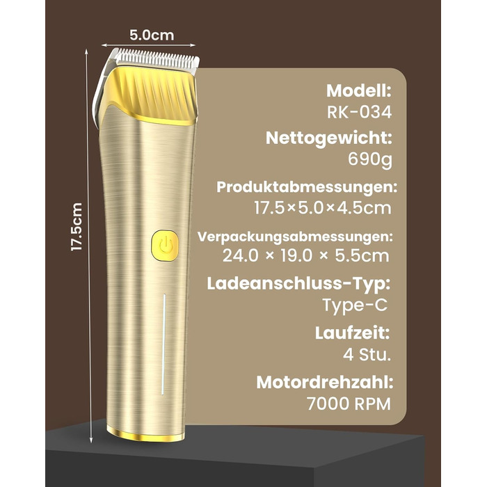 Машинка для стрижки коней Oneisall бездротова з металевими лезами та набором запасних, тиха, для густого та сплутаного волосся, 7000 обертів, потужний двигун