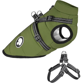 Водонепроникний теплий зимовий одяг для собак з коміром, для маленьких, середніх та великих собак, для Лабрадора, Чихуахуа, Французького бульдога, XL (6.5-9кг), зелений