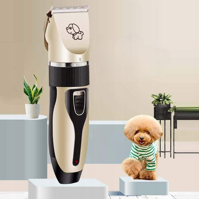 Машинка для стрижки собак та котів LTC бездротова з акумулятором, тиха, з керамічним лезом, USB, XXL набір: 4 насадки, пилка, ножиці для кігтів, гребінець для собак