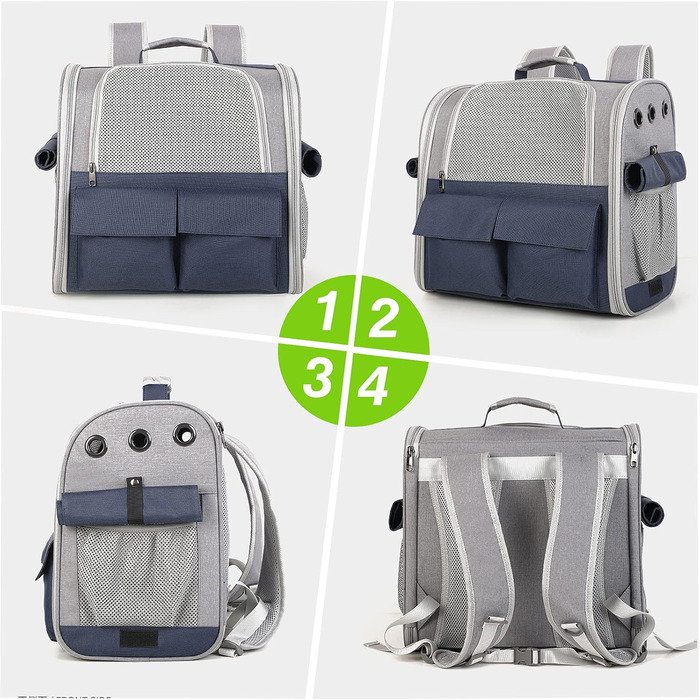 Рюкзак для тварин PETCUTE: переноска для собак та котів, з виймальною підстилкою та ременем безпеки, зелений (блакитний)