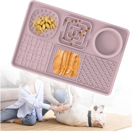 Килимок для собак Leckmatte з суперпоглинанням, без BPA, антиковзаючий, силіконовий, для грумінгу, купання, дресирування, рожевий