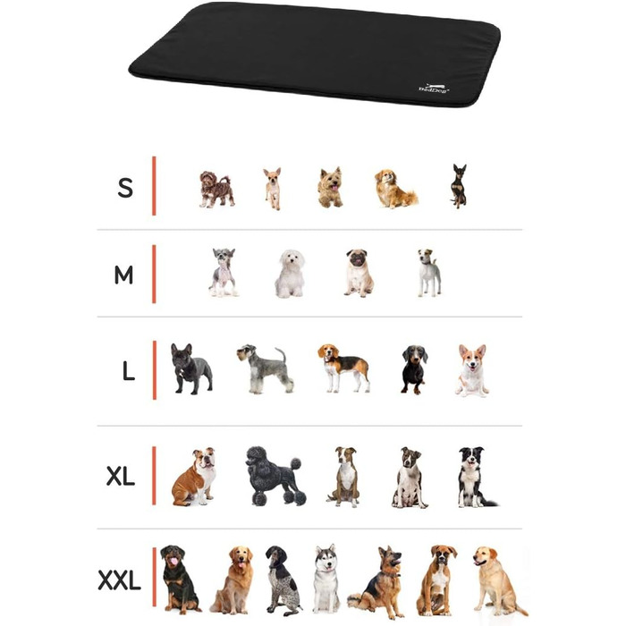 Килимок для собак BedDog® CORA - зручний лежак з Cordura, міцний, великий, чорний (60x40 см)