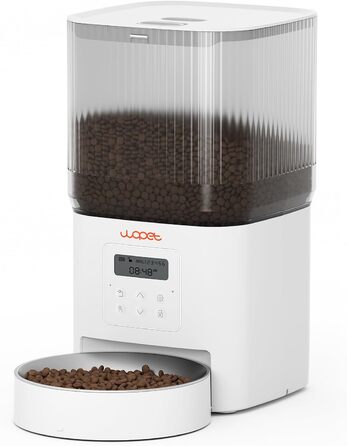 Автоматичний кормушка для котів WOPET 4L: програмування, 180 днів роботи, сталева миска, білий колір