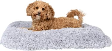 Petzy Плюшевий Ліжко для Собаки 80x60x14 см, М'яке та Пратися, Для Великих, Середніх і Малих Песів, Багатофункціональний Товстий Килимок, Зручна Подушка для Собак і Котів, Світло-сірий, Розмір M